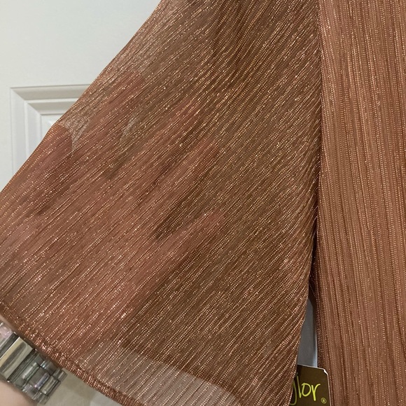 NWT Taylor Sz 8 gold sparkle ombré flutter sleeve side tie dress style 2102M - Picture 11 of 14